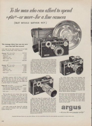 1953 Argus Ad "the man who can afford to spend"