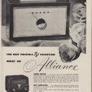 1953 Alliance Manufacturing Ad "Best Possible TV Reception"