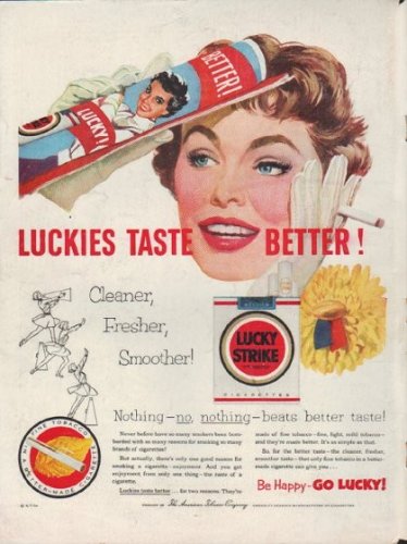 1953 Lucky Strike Ad "Taste Better"