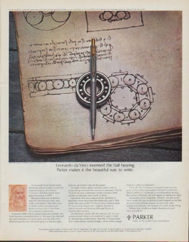 1971 Parker Pens Ad "Leonardo da Vinci"