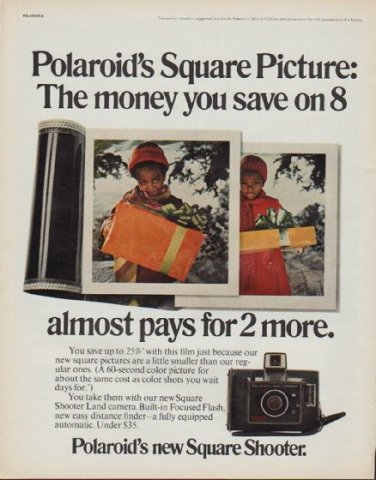 1971 Polaroid Ad "Square Picture"