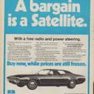 1971 Plymouth Satellite (model year 1972) Ad "A bargain is a Satellite."