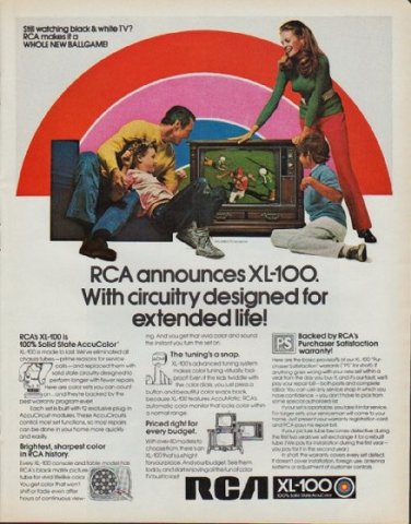 1971 RCA Ad "RCA announces XL-100"