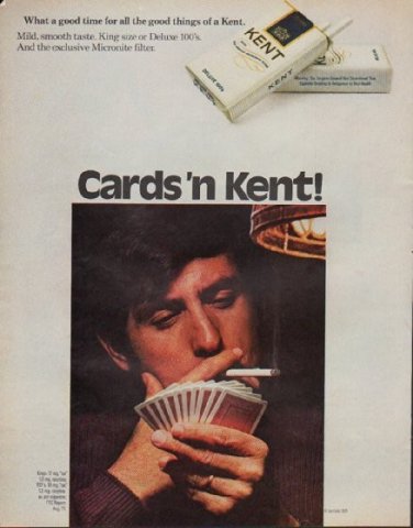 1971 Kent Cigarettes Ad "Cards 'n Kent"