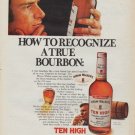 1971 Ten High Bourbon Ad "A True Bourbon"