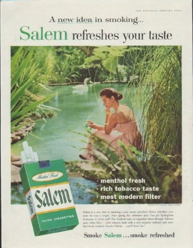1957 Salem Cigarettes Ad "refreshes your taste"
