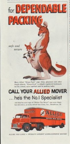 1957 Allied Van Lines Ad "for Dependable Packing"