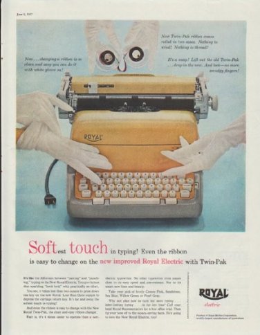 1957 Royal Typewriter Ad "Softest Touch"
