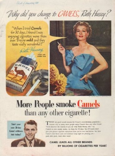 1952 Camel Cigarettes Ad "Ruth Hussey"