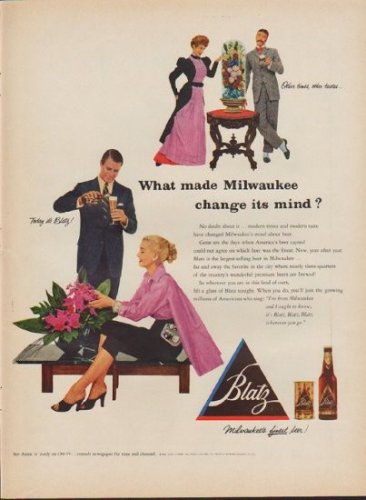 1953 Blatz Beer Ad "Other times"