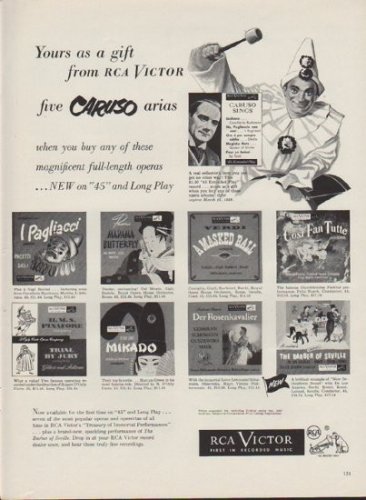 1953 RCA Victor Ad "five Caruso arias"