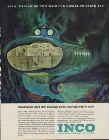 1963 Inco International Nickel Ad "Exploring New Ways"