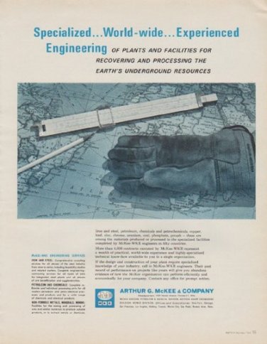 1963 Arthur G. McKee & Company Ad "Specialized ... World-wide"