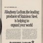 1963 Allegheny Ludlum Ad "the leading producer of Stainless Steel"