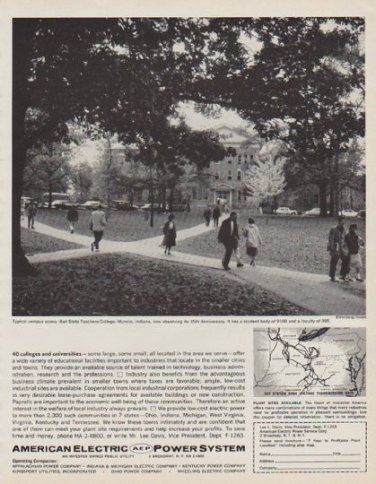 1963 American Electric Power System Ad "Typical campus scene"