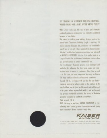 1963 Kaiser Aluminum Ad "Colored Architectural Materials"