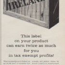 1963 Irish Industrial Development Authority Ad "This label"