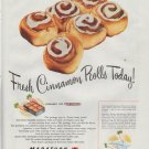 1948 Marathon Protective Packaging Ad "Fresh Cinnamon Rolls"