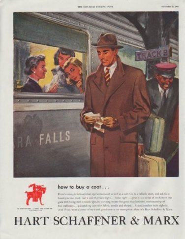 1948 Hart Schaffner & Marx Ad "how to buy a coat"
