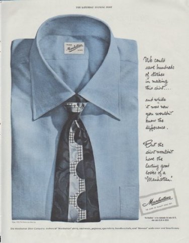 1948 Manhattan Shirt Ad "save hundreds"