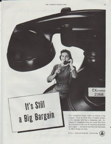 1948 Bell Telephone System Ad "Still a Big Bargain"