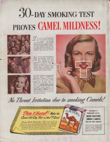 1948 Camel Cigarettes Ad "Smoking Test"