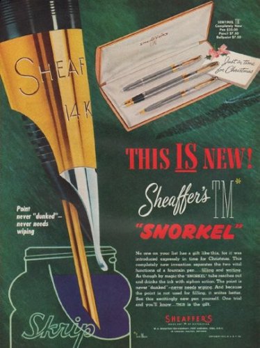 1952 Sheaffer Pen Ad "This Is New"