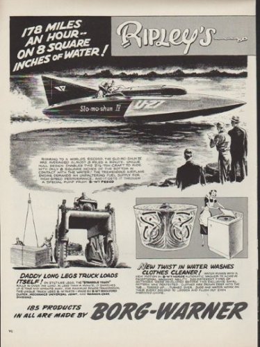 1952 Borg-Warner Ad "178 Miles an Hour"