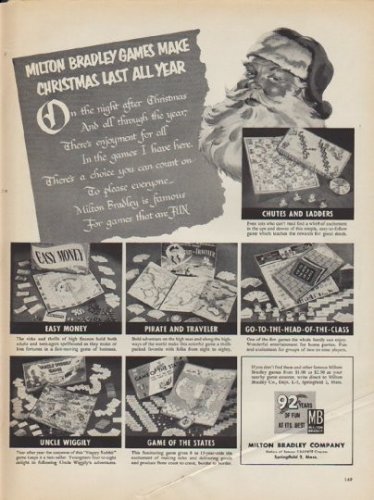 1952 Milton Bradley Ad "Make Christmas Last All Year"