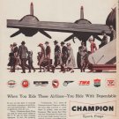 1952 Champion Spark Plugs Ad "When You Ride"
