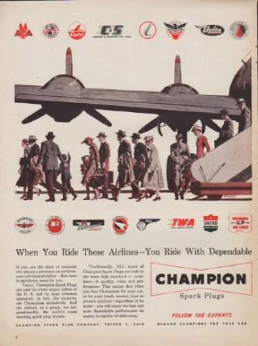 1952 Champion Spark Plugs Ad "When You Ride"