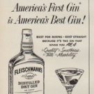 1952 Fleischmann's Gin Ad "America's First Gin"