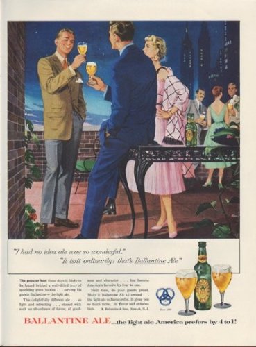 1954 Ballantine Ale Ad "I had no idea"