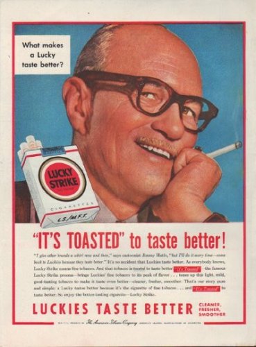 1954 Lucky Strike Cigarettes Ad "It's Toasted"