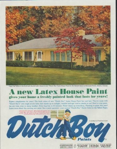 1961 Dutch Boy Paints Ad "Cape Cod Yellow"