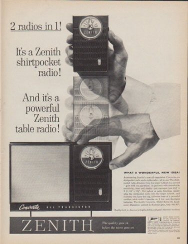 1961 Zenith Ad "2 radios in 1"