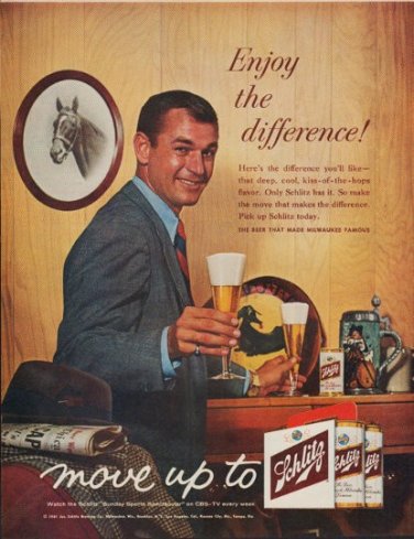 1961 Schlitz Beer Ad "Enjoy the difference"