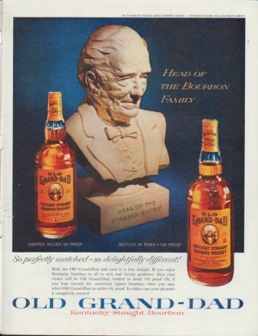 1961 Old Grand Dad Ad "Head of the Bourbon Family"