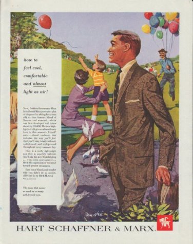 1958 Hart Schaffner & Marx Ad "how to feel cool"