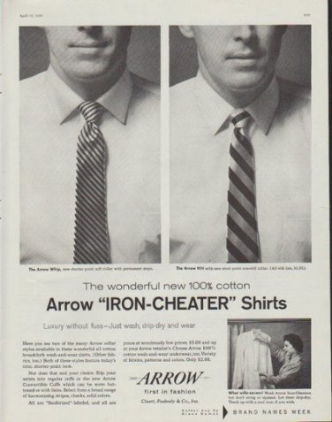 1958 Arrow Shirts Ad "Iron-Cheater"