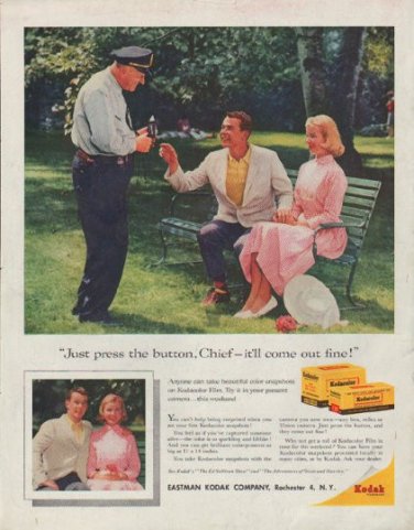 1958 Kodak Ad "Just press the button"