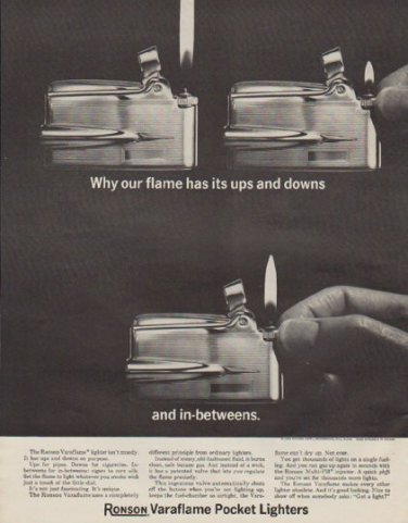 1963 Ronson Ad "our flame"