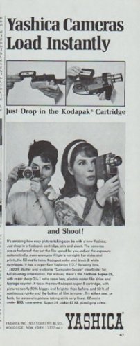 1965 Yashica Camera Ad "Yashica Cameras Load Instantly"
