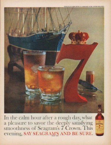 1960 Seagram's Ad "calm hour"