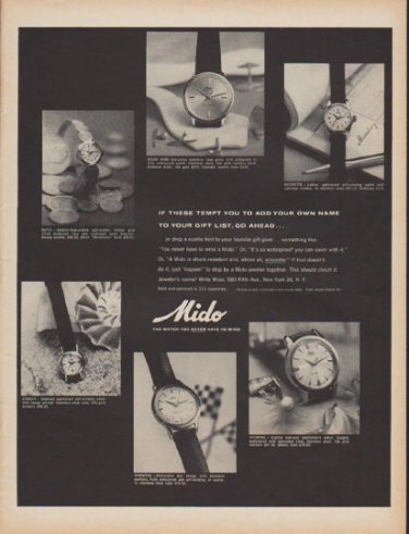 1960 Mido Watch Ad "If these tempt you"
