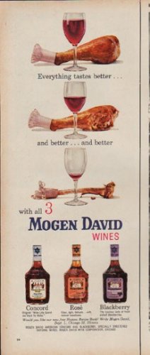 1960 Mogen David Wines Ad "Everything tastes better"