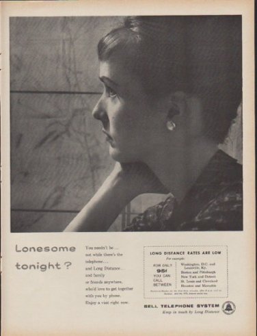 1960 Bell Telephone System Ad "Lonesome tonight"