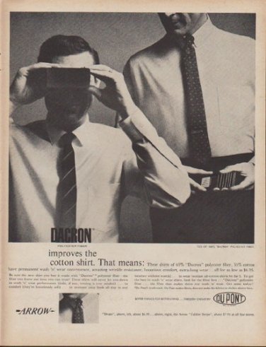 1960 Du Pont Dacron Ad "improves the cotton shirt"