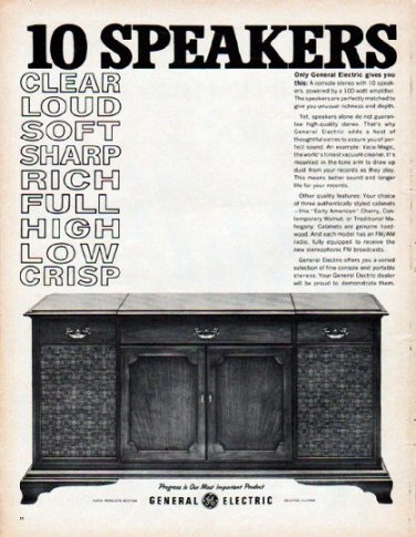 1961 General Electric Ad "10 speakers"