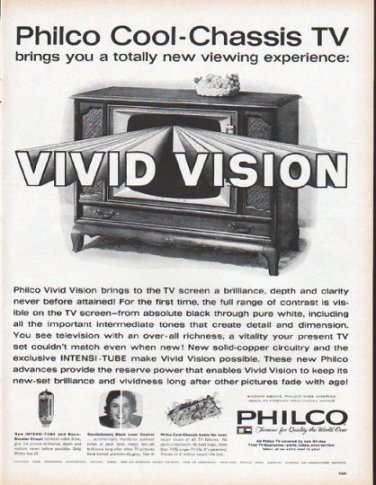 1961 Philco Ad "Vivid Vision"